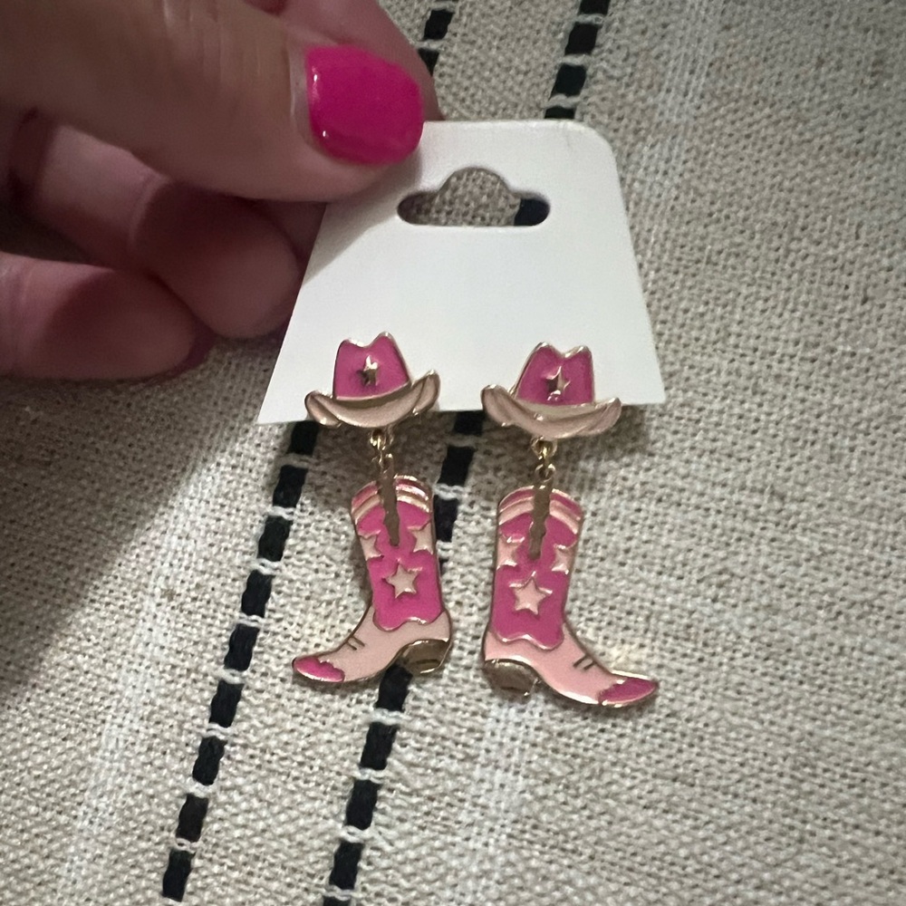 Western Charm Pink Cowgirl Earrings